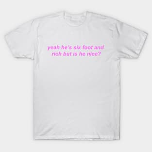 "is he nice?" Y2K inspired slogan T-Shirt